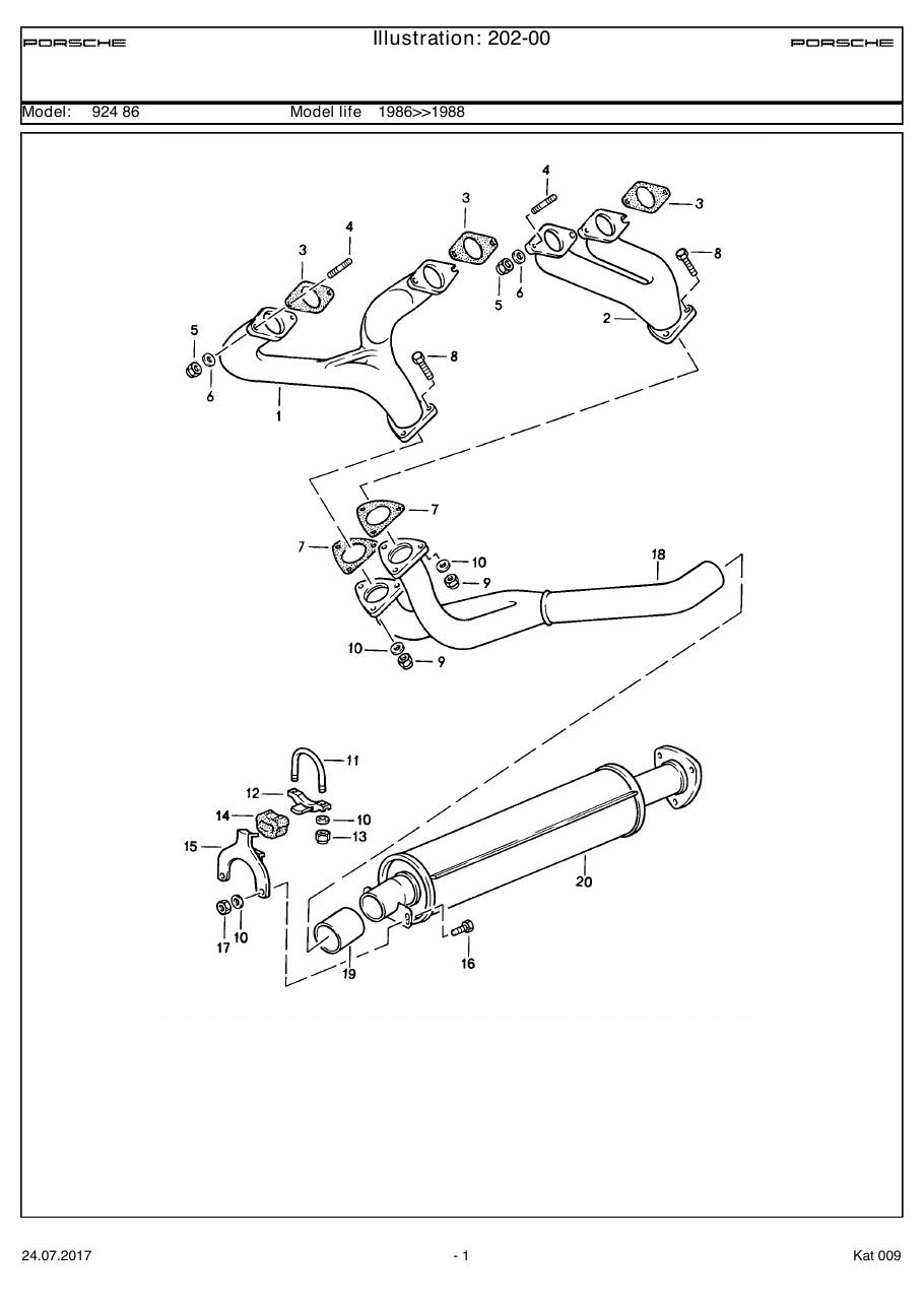 Exploded parts diagram — Exhaust system