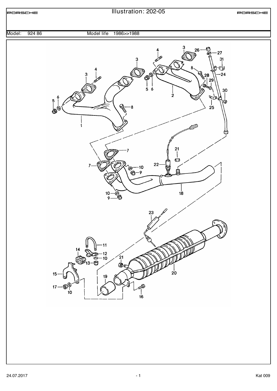 Exploded parts diagram — Exhaust system