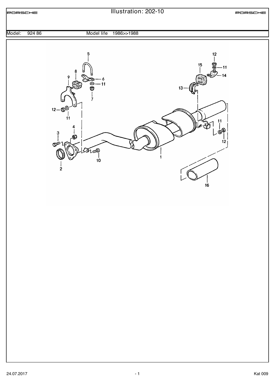 Exploded parts diagram — Exhaust system