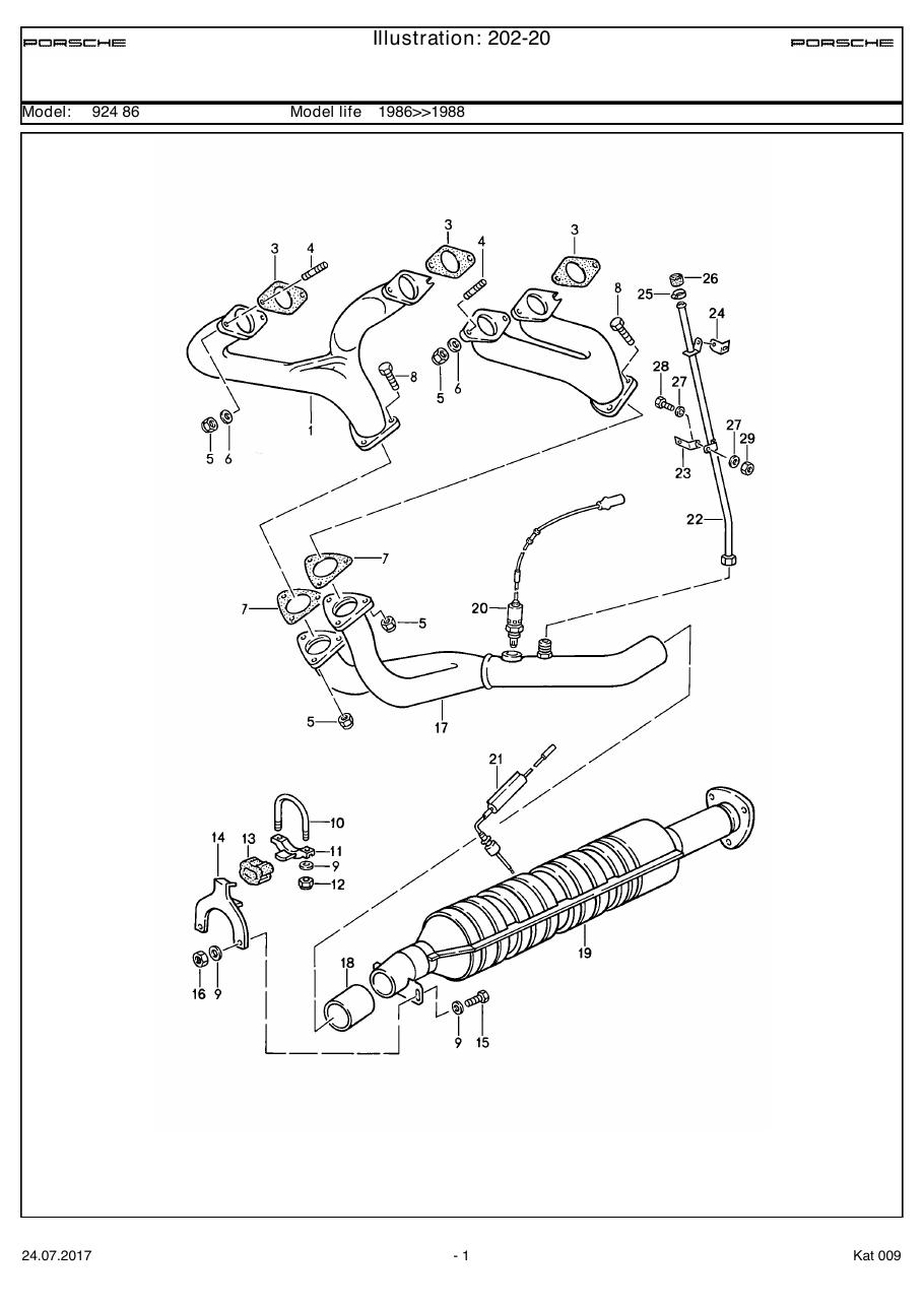 Exploded parts diagram — Exhaust system