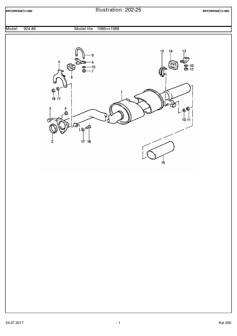 Exploded parts diagram — Exhaust system