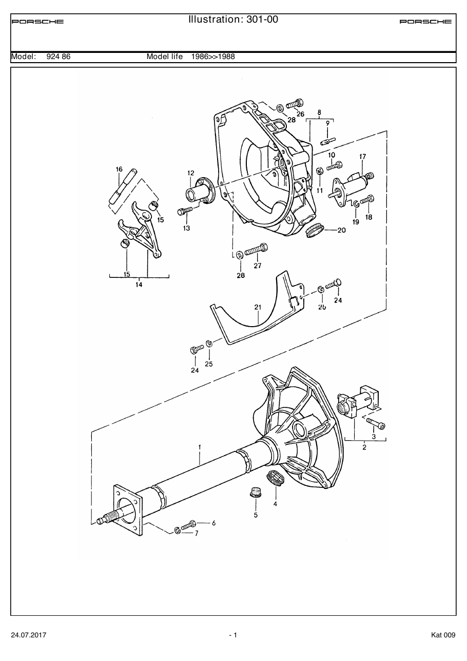 Exploded parts diagram — Central tube