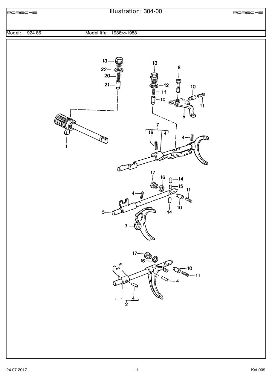 Exploded parts diagram — Transmission control