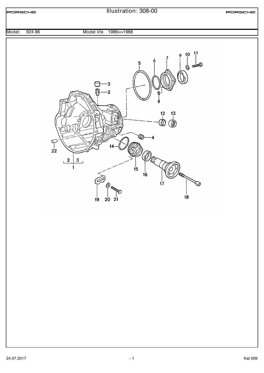 Exploded parts diagram — Replacement transmission