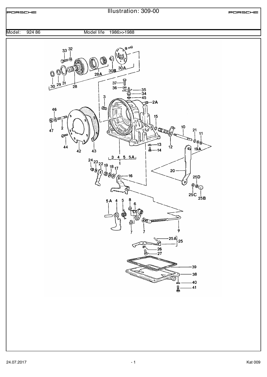 Exploded parts diagram — Transmission case
