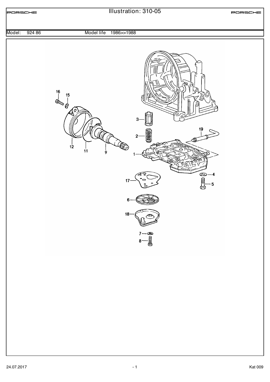 Exploded parts diagram — Slide-valve gearbox