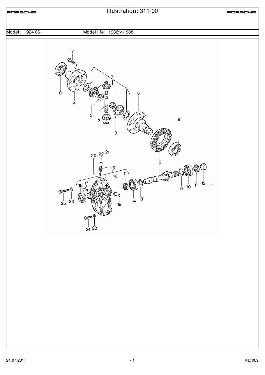 Exploded parts diagram — Differential