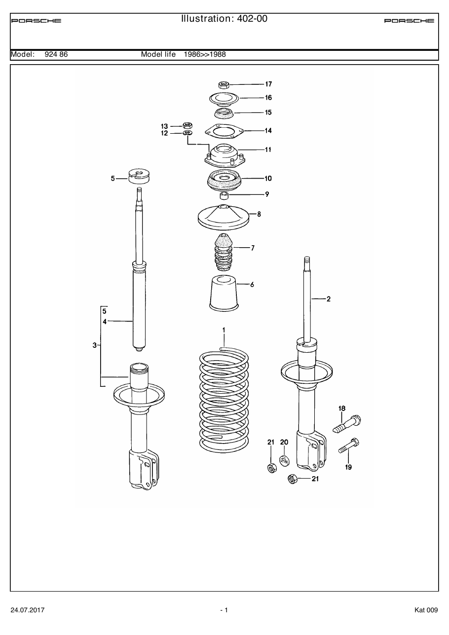 Exploded parts diagram — Shock absorber