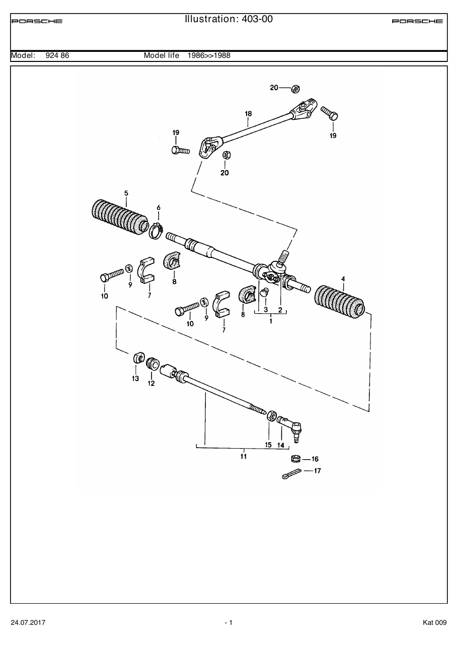 Exploded parts diagram — Steering gear