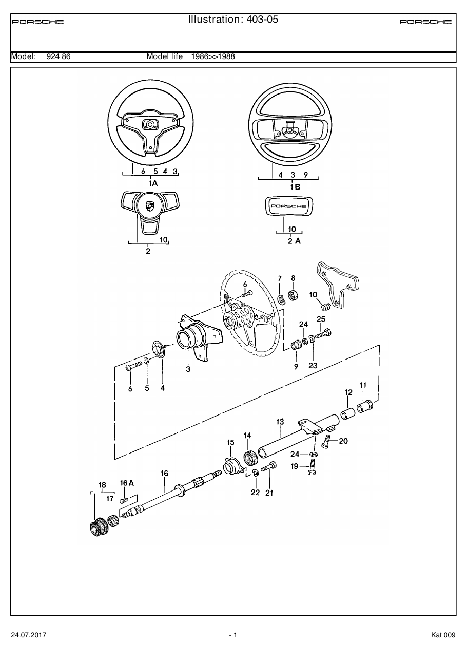 Exploded parts diagram — Steering wheel