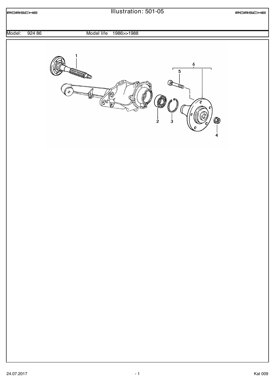 Exploded parts diagram — Rear wheel shaft