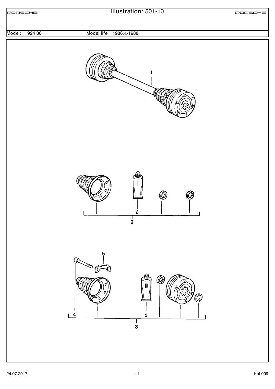 Exploded parts diagram — Drive shaft