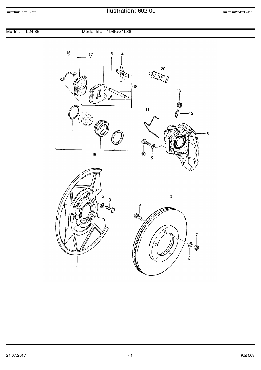 Exploded parts diagram — Disc brake