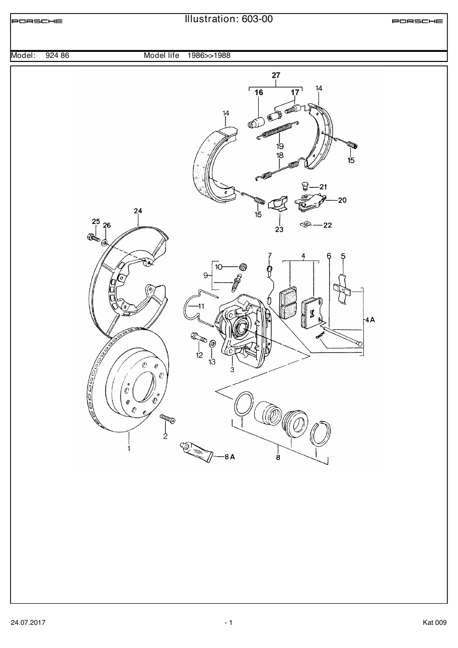 Exploded parts diagram — Disc brake
