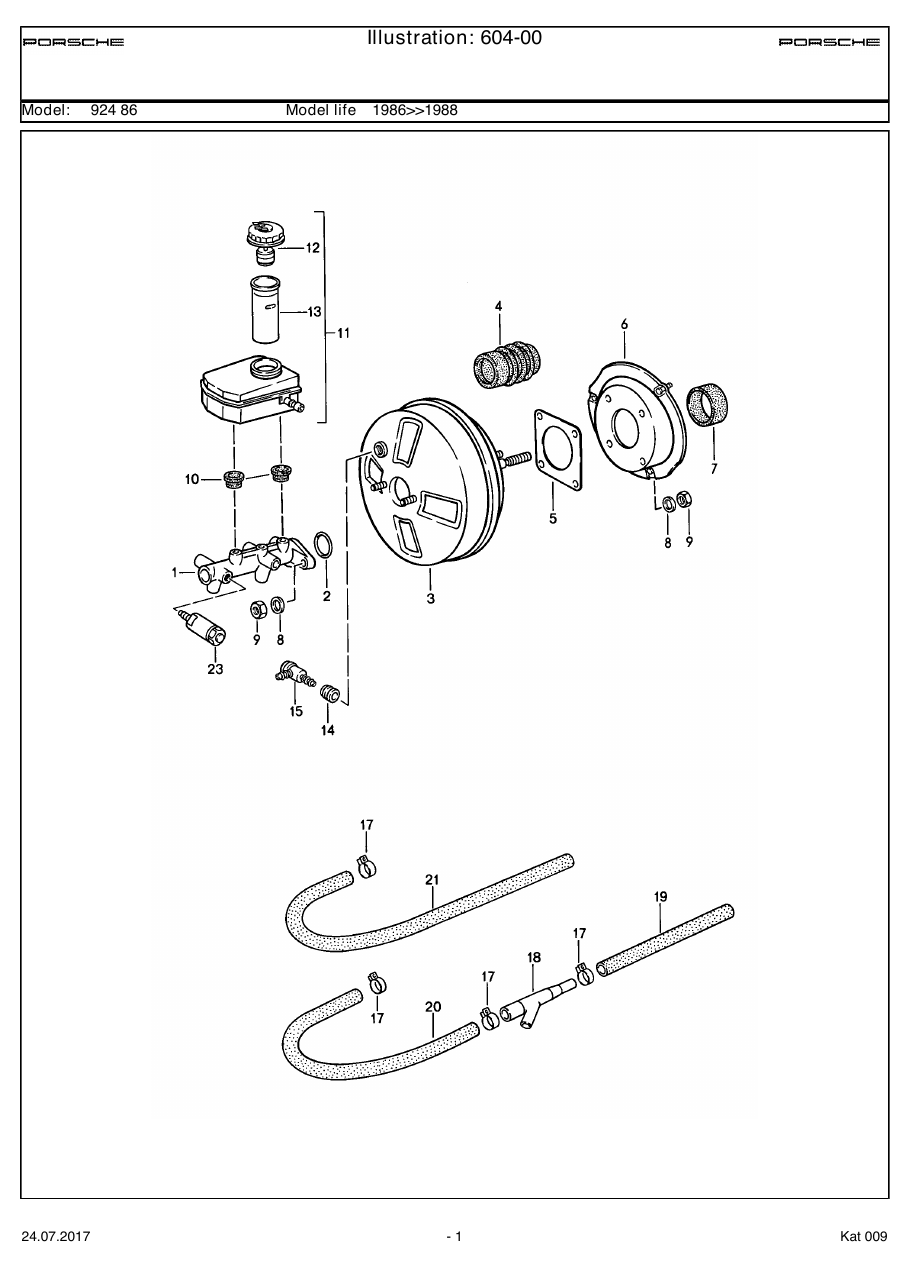 Exploded parts diagram — Brake master cylinder