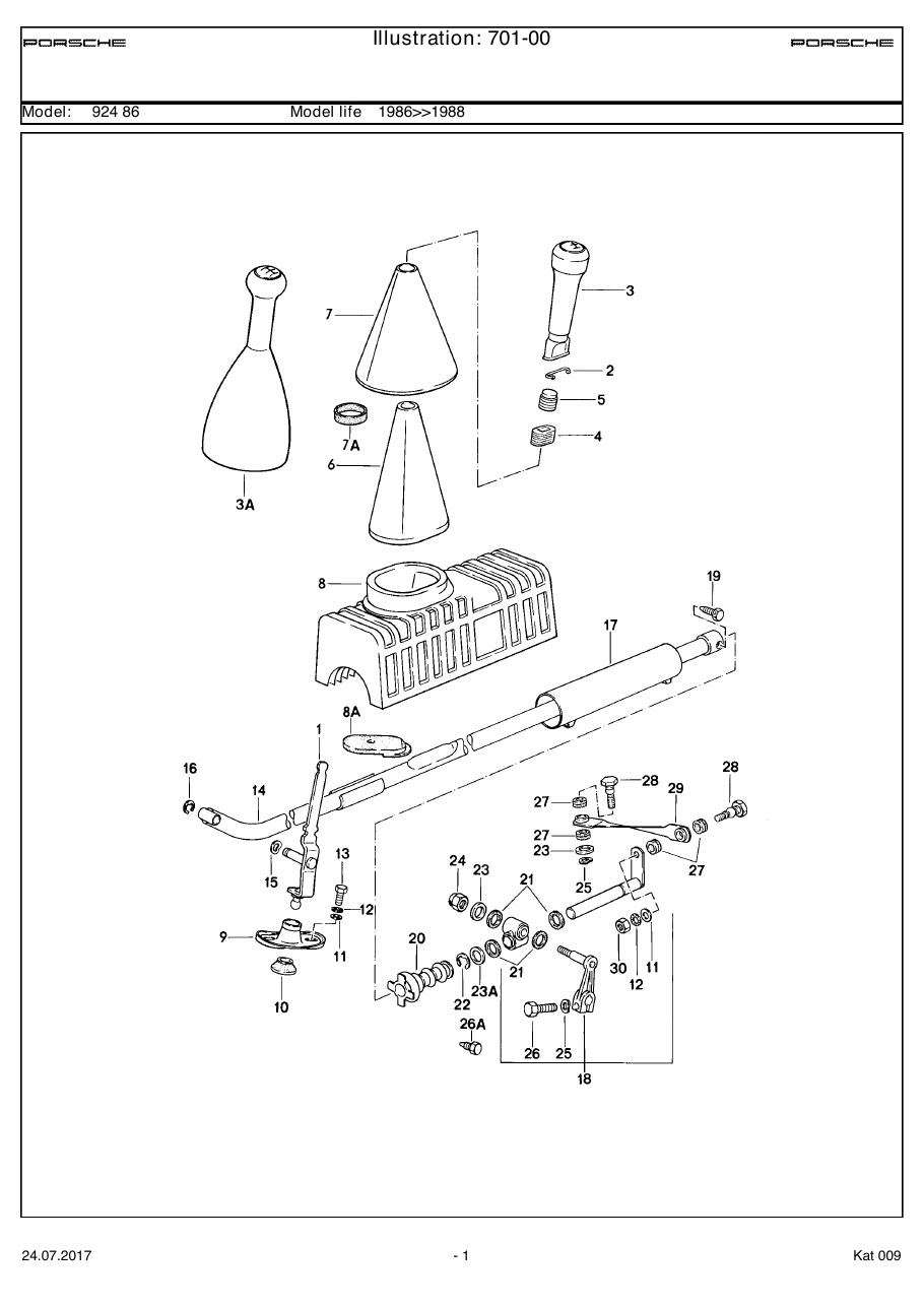 Exploded parts diagram — Shift mechanism
