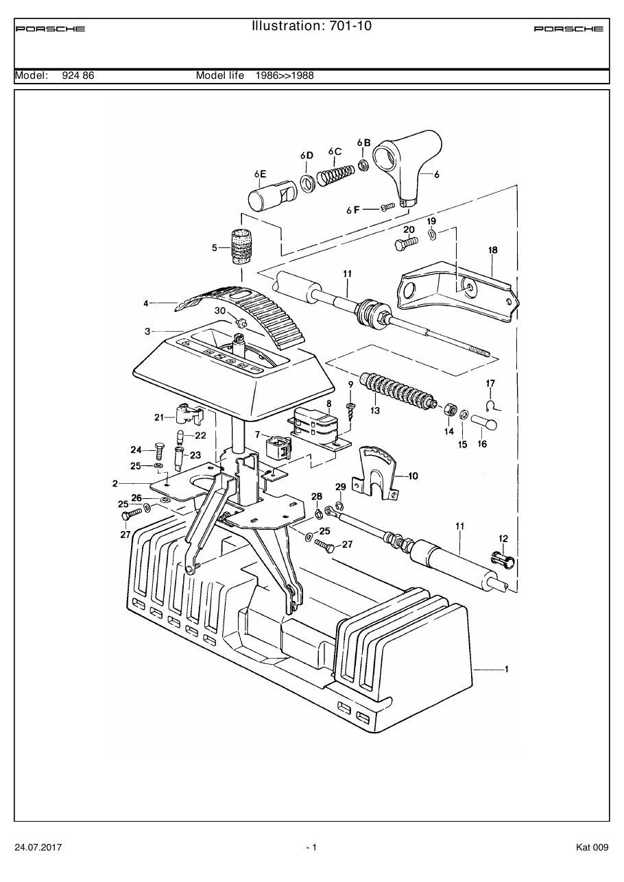Exploded parts diagram — Shift mechanism