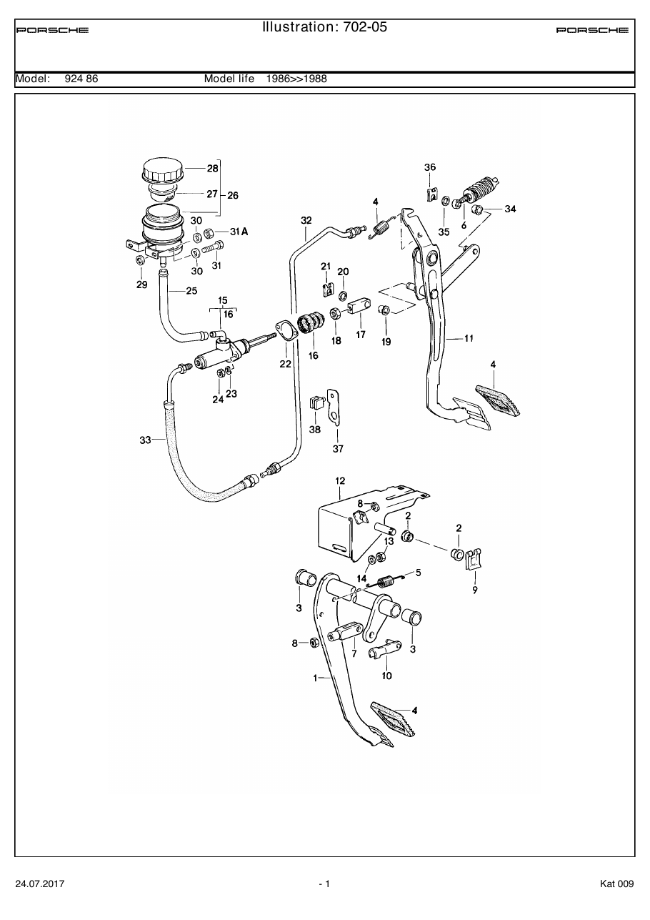 Exploded parts diagram — Brake