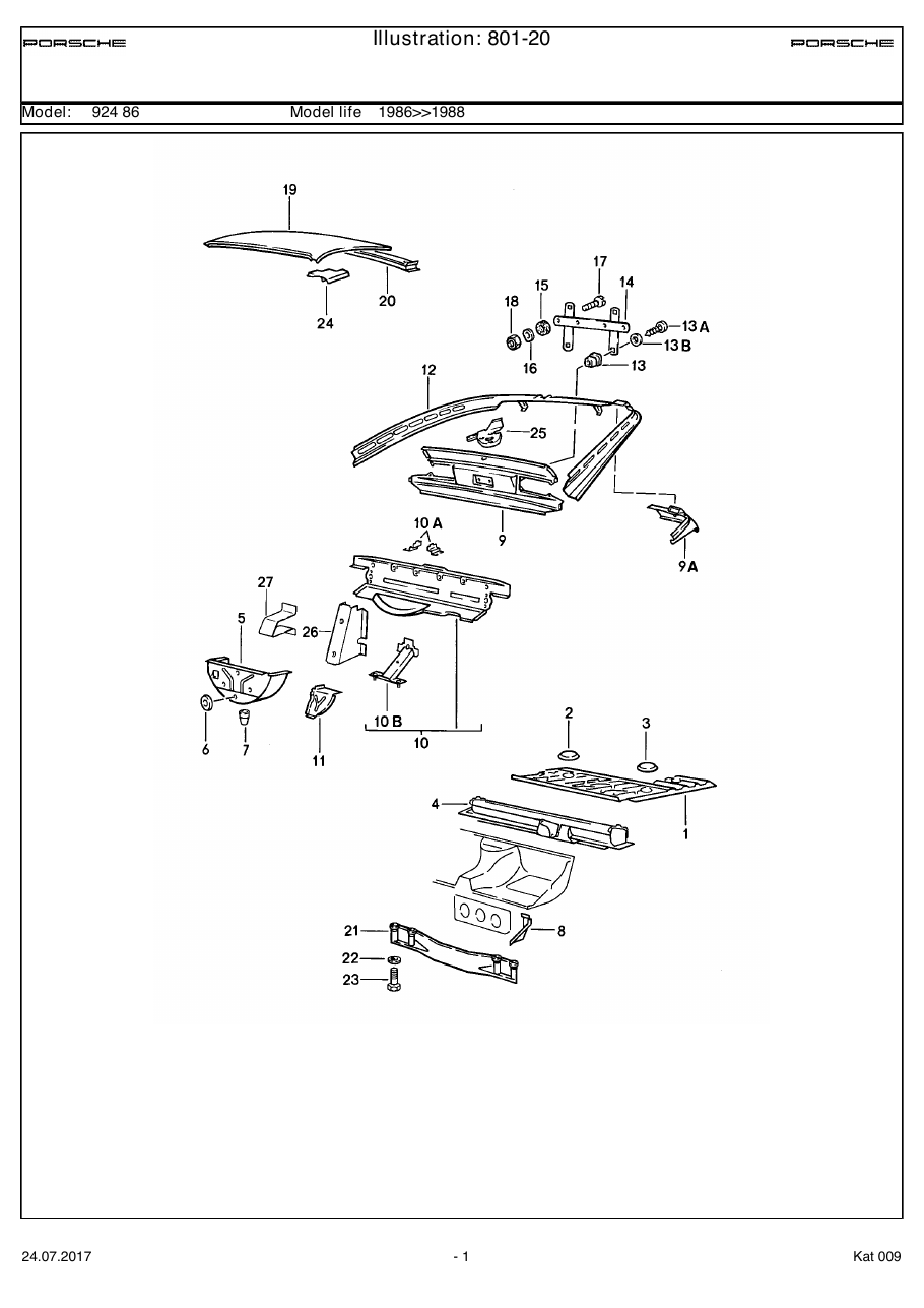 Exploded parts diagram — Transmission carrier