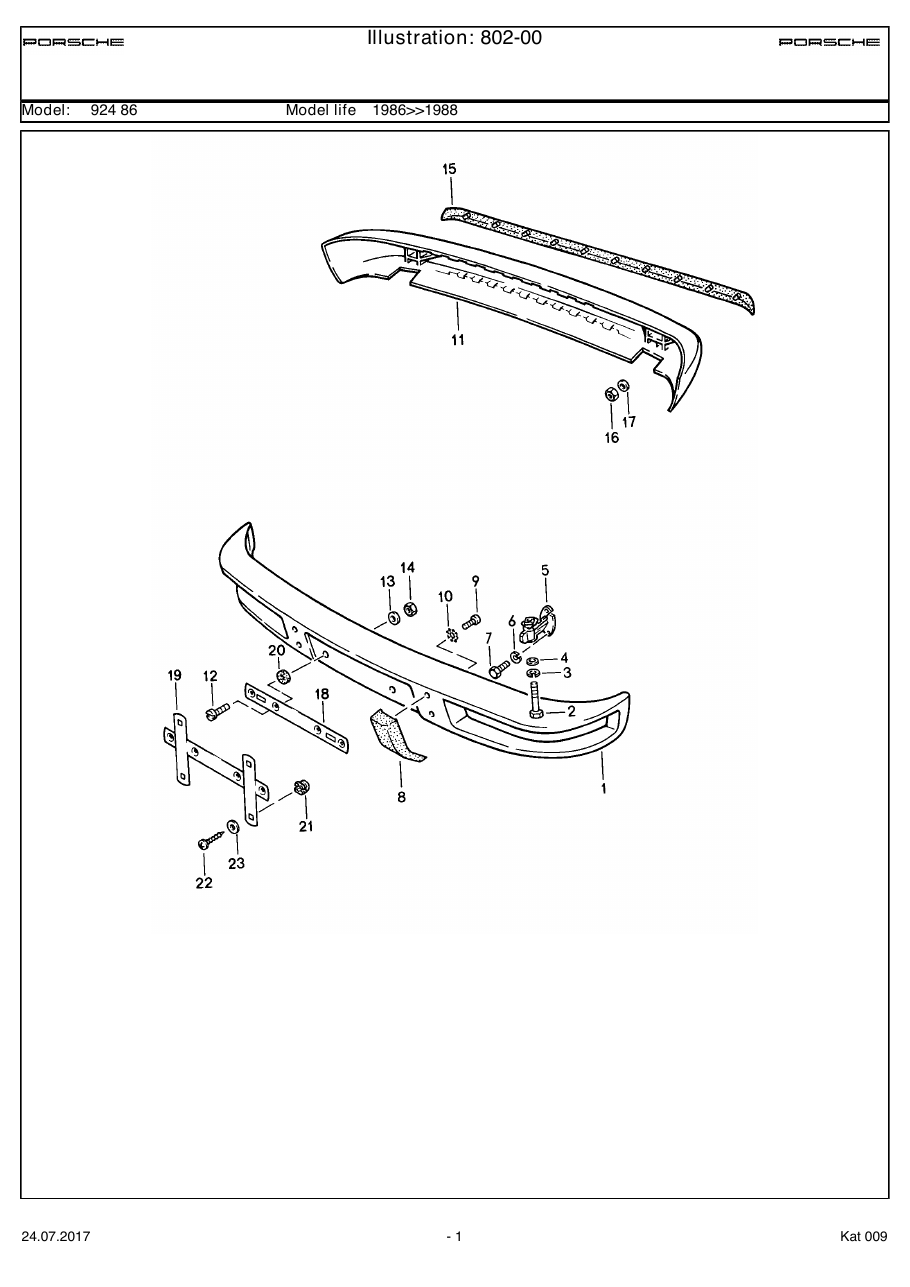Exploded parts diagram — Bumper