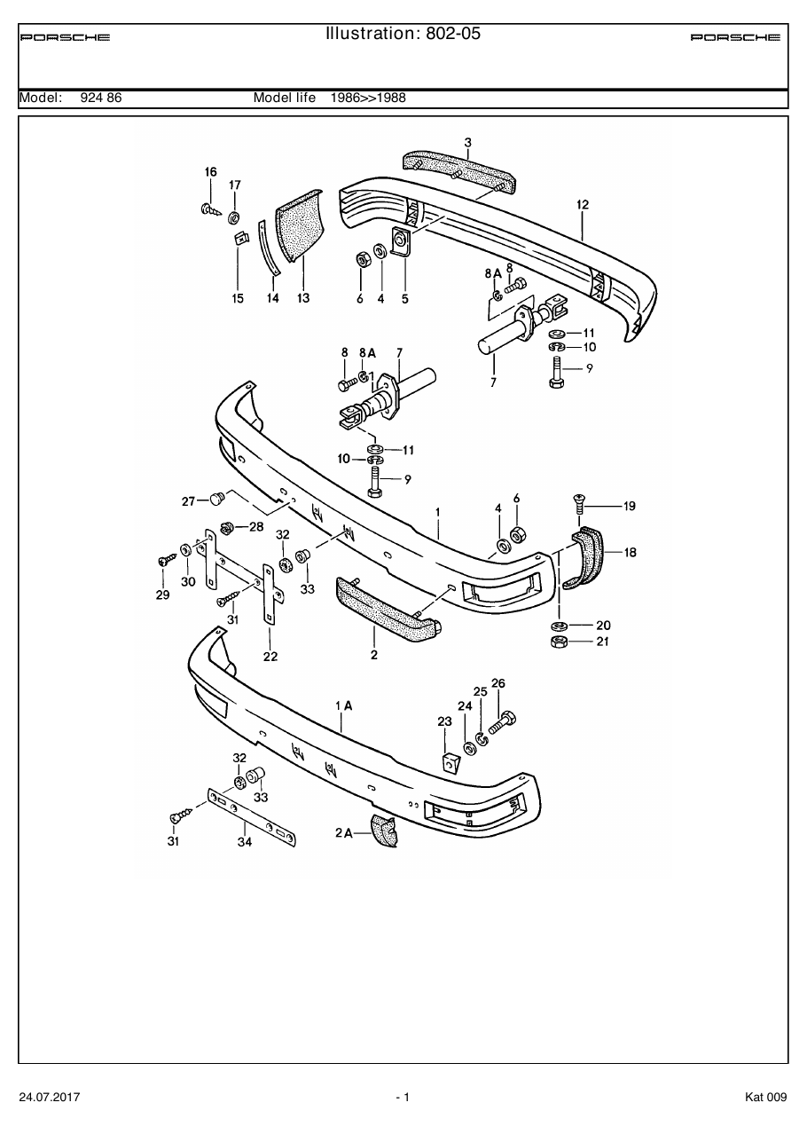 Exploded parts diagram — Bumper