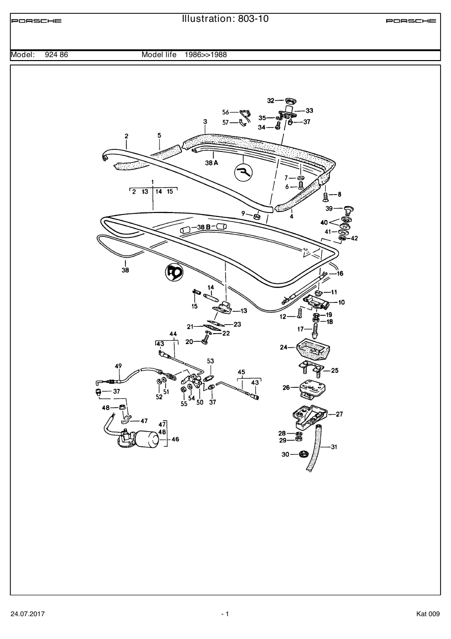 Exploded parts diagram — Rear lid