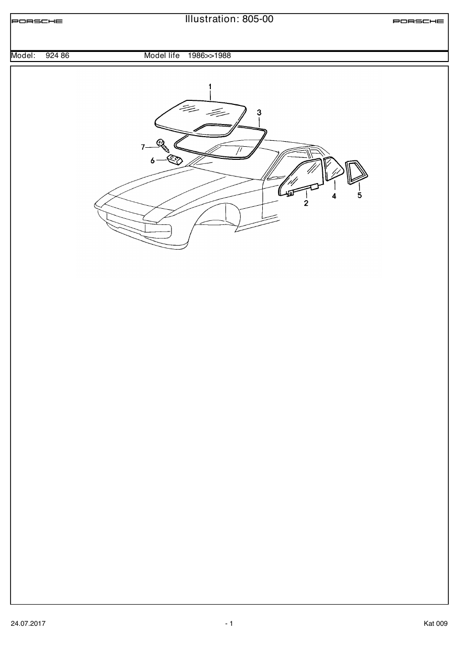 Exploded parts diagram — Window glazing