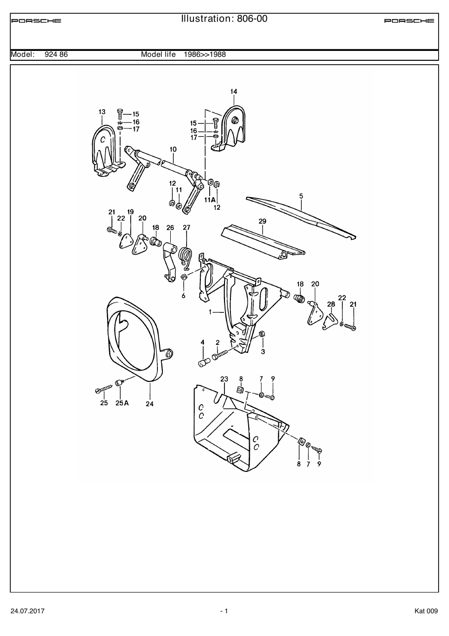 Exploded parts diagram — Pop-up headlight