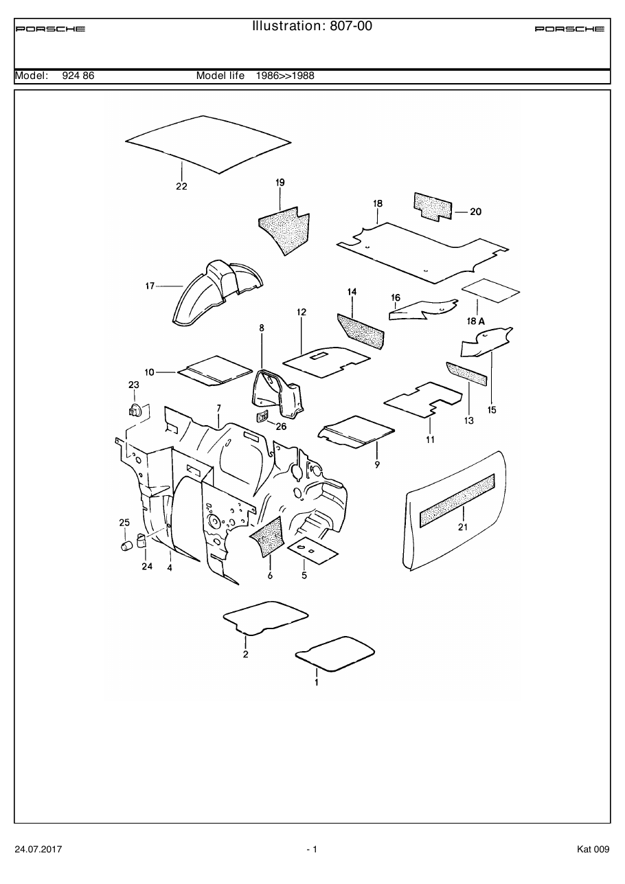 Exploded parts diagram — Sound absorber