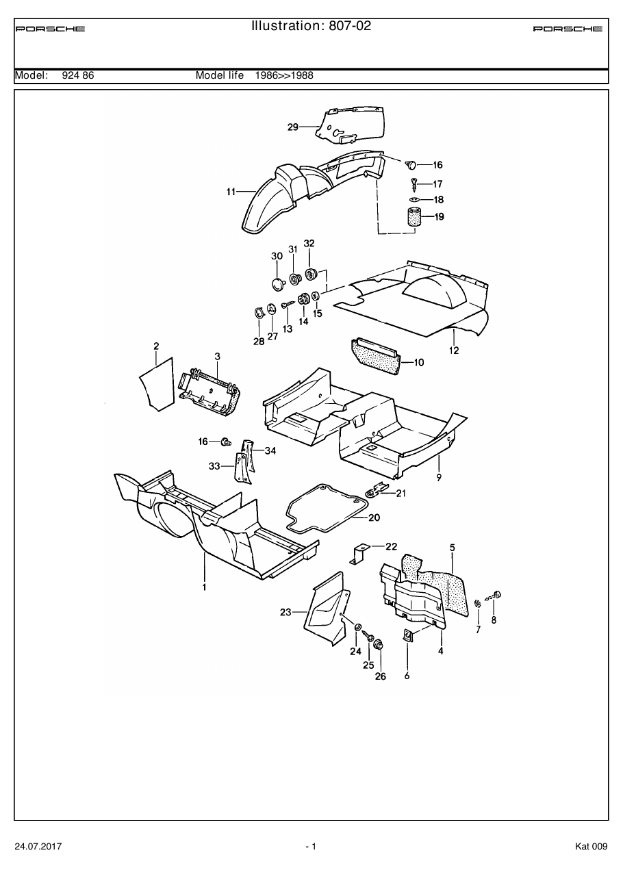Exploded parts diagram — Linings