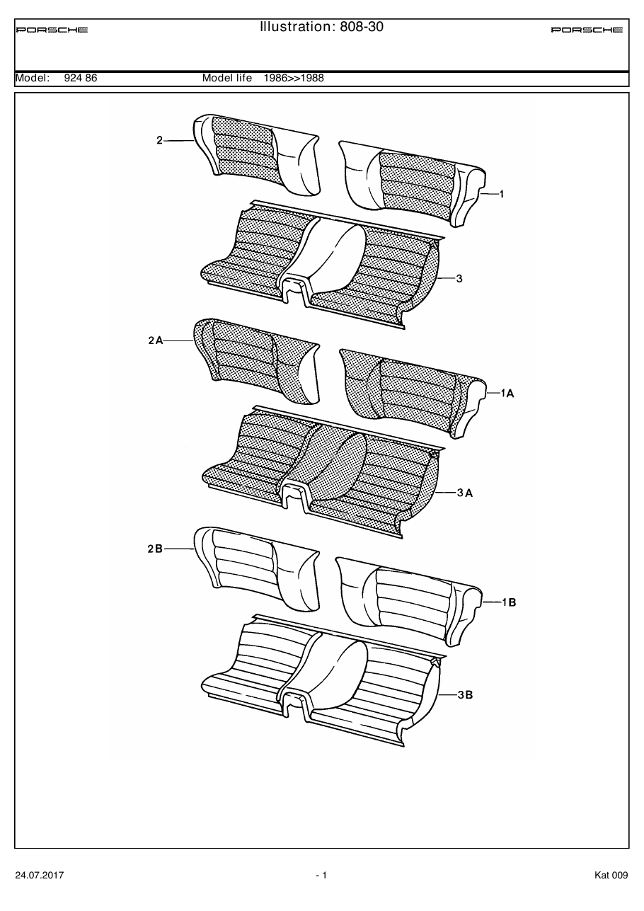 Exploded parts diagram — Back seat