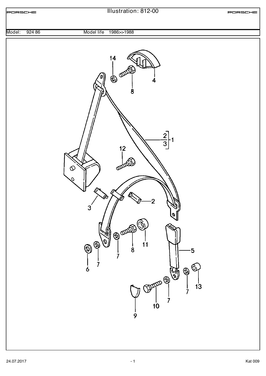 Exploded parts diagram — Seat belt