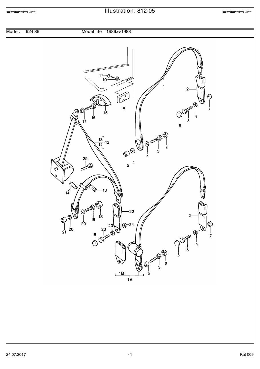 Exploded parts diagram — Seat belt