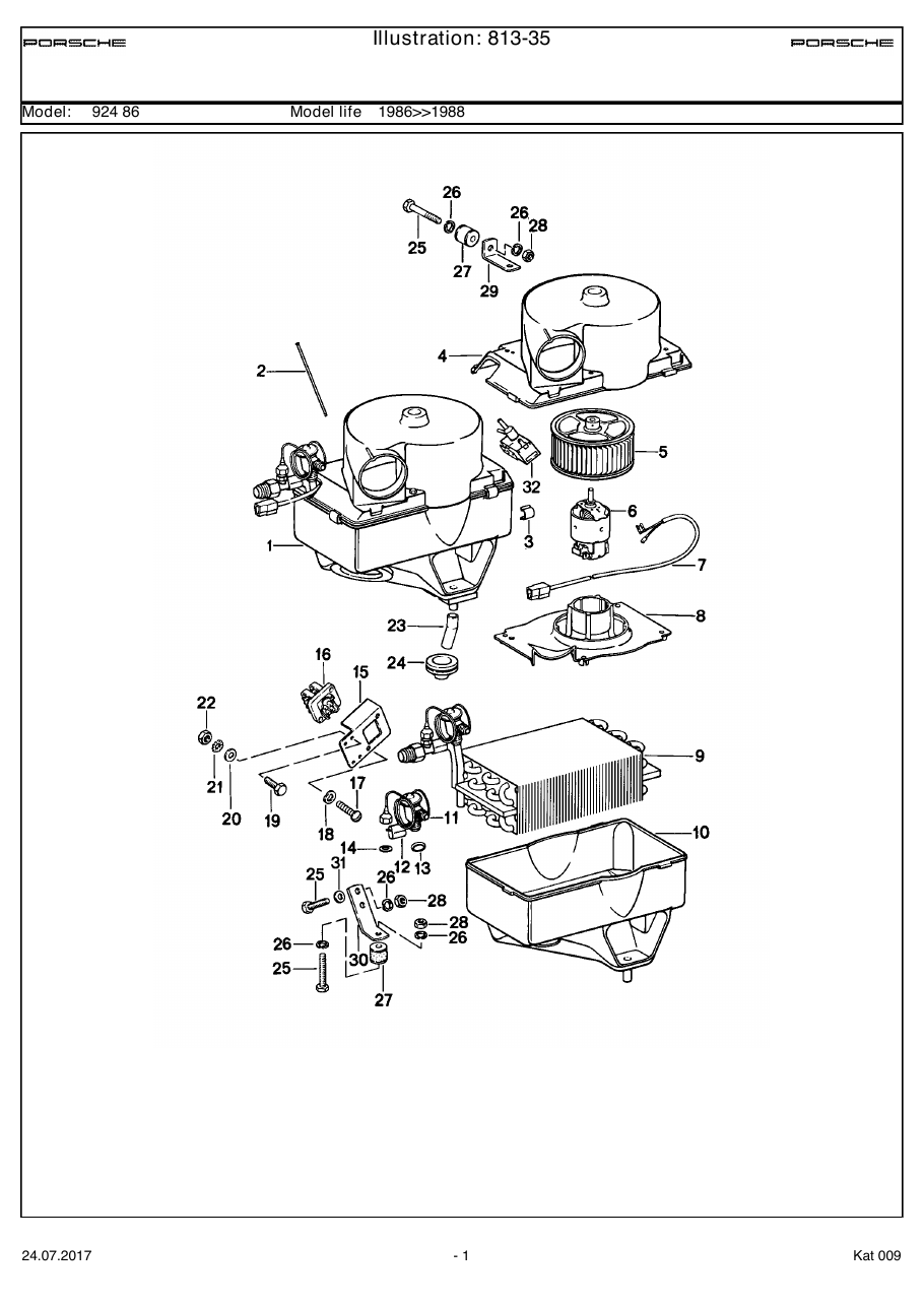 Exploded parts diagram — Air conditioner