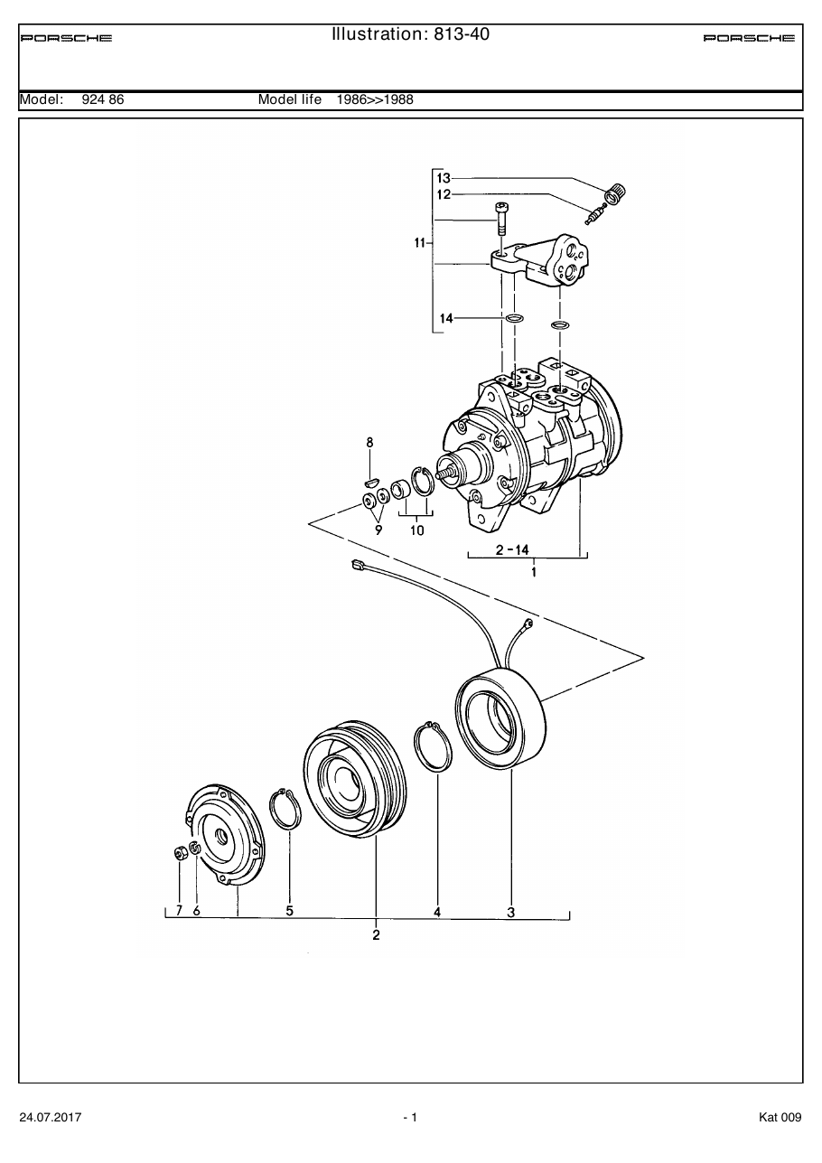Exploded parts diagram — Compressor