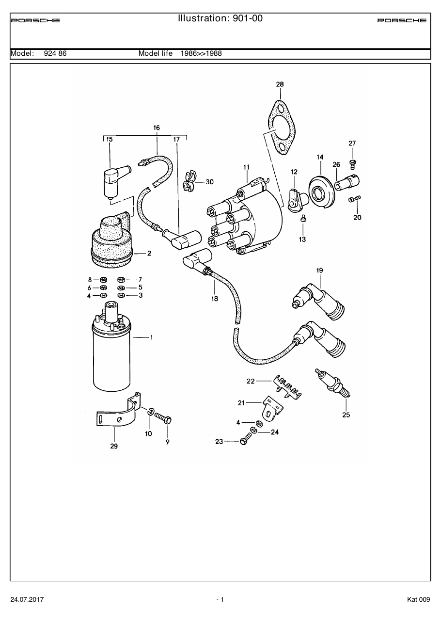 Exploded parts diagram — Engine electrics 1