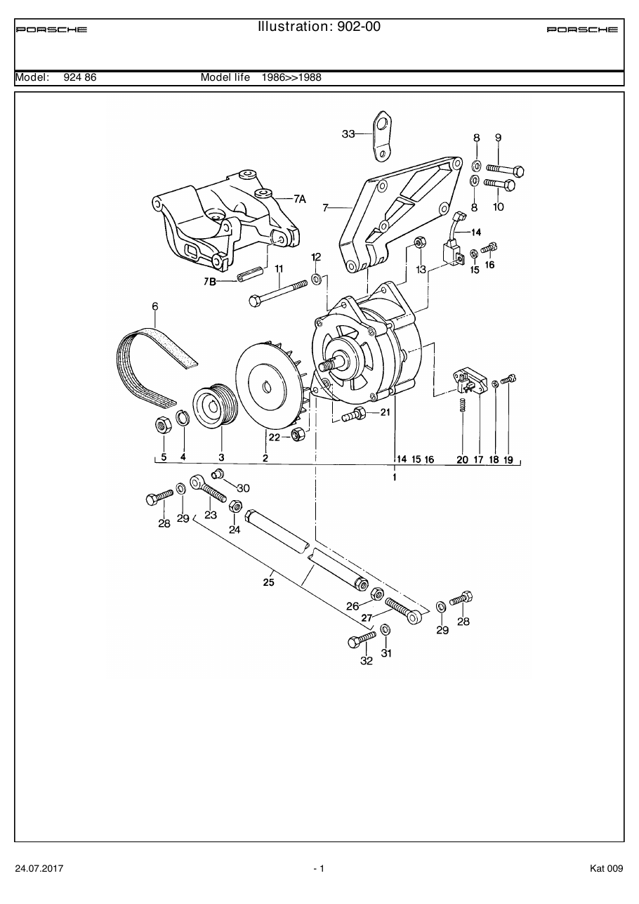 Exploded parts diagram — Generator