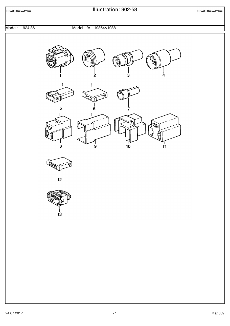 Exploded parts diagram — Connector housing