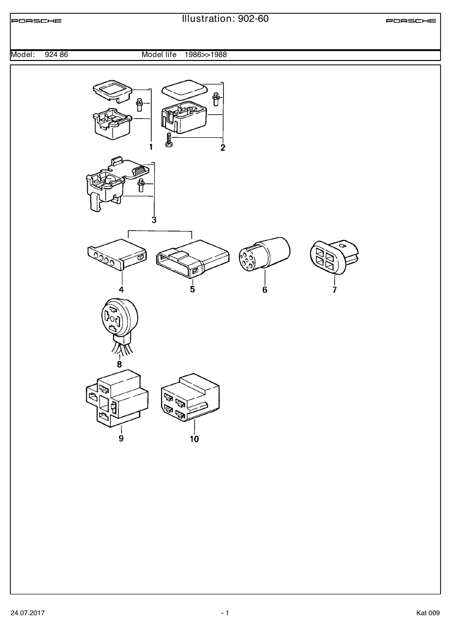 Exploded parts diagram — Connector housing
