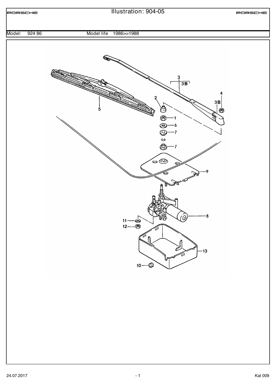 Exploded parts diagram — Rear window wiper