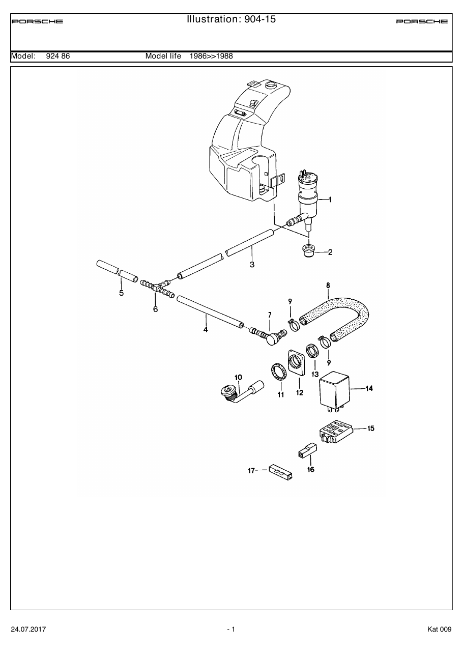 Exploded parts diagram — Headlight washer system