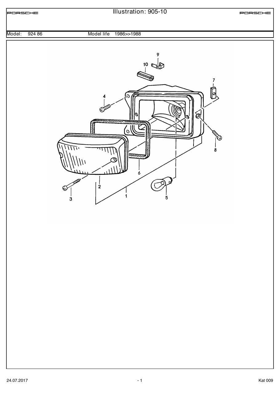 Exploded parts diagram — Direction indicator light
