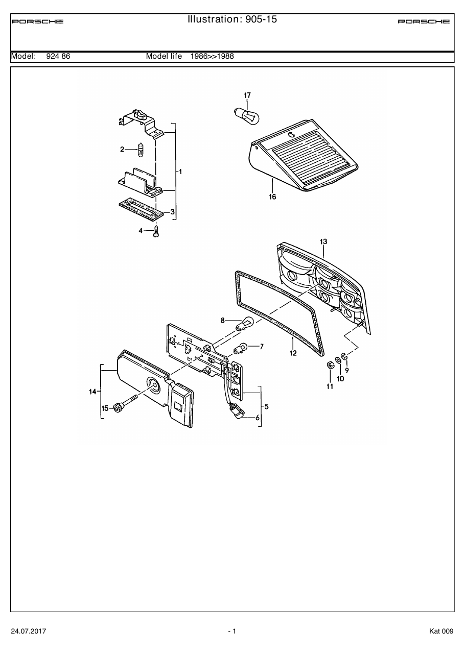 Exploded parts diagram — License plate light