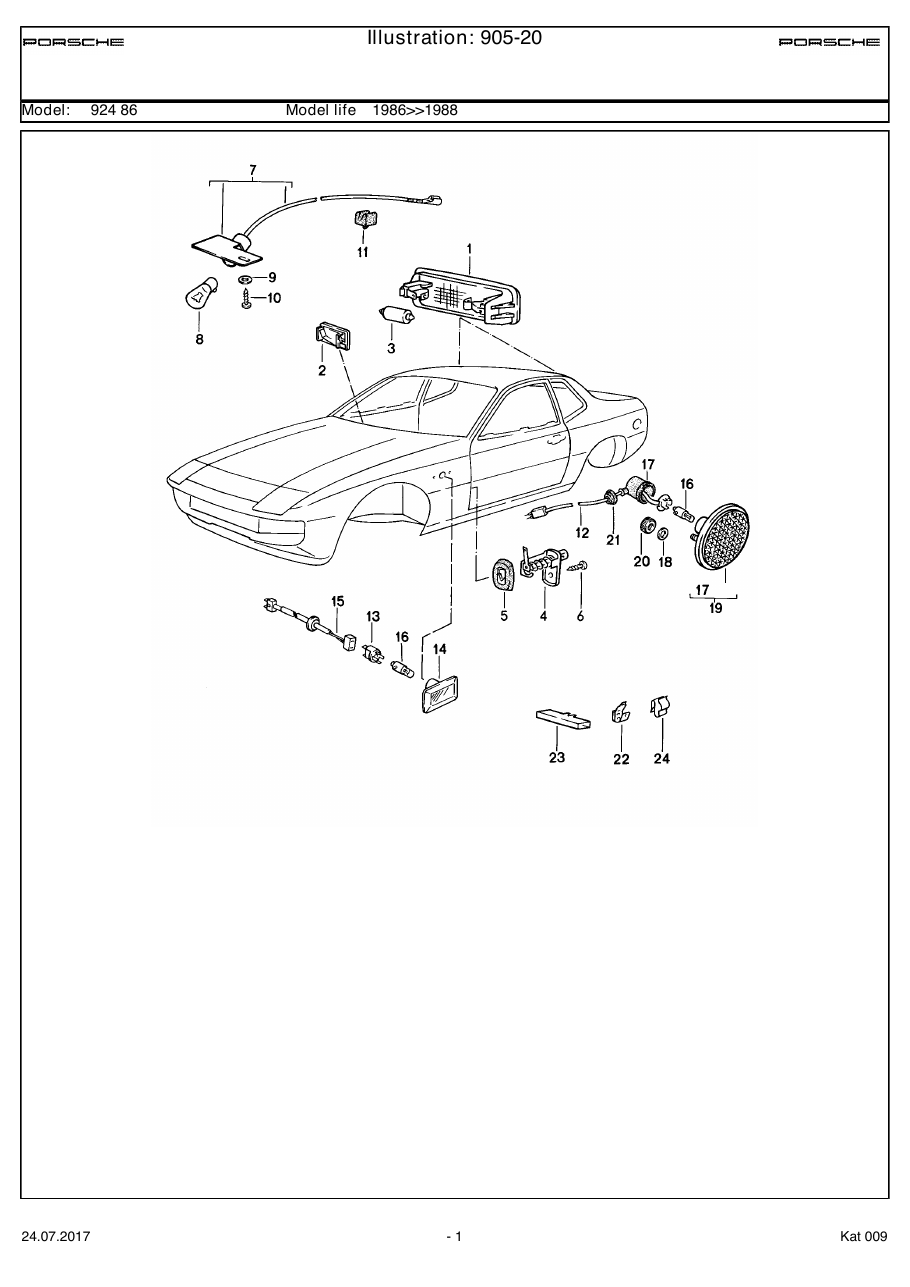 Exploded parts diagram — Interior light