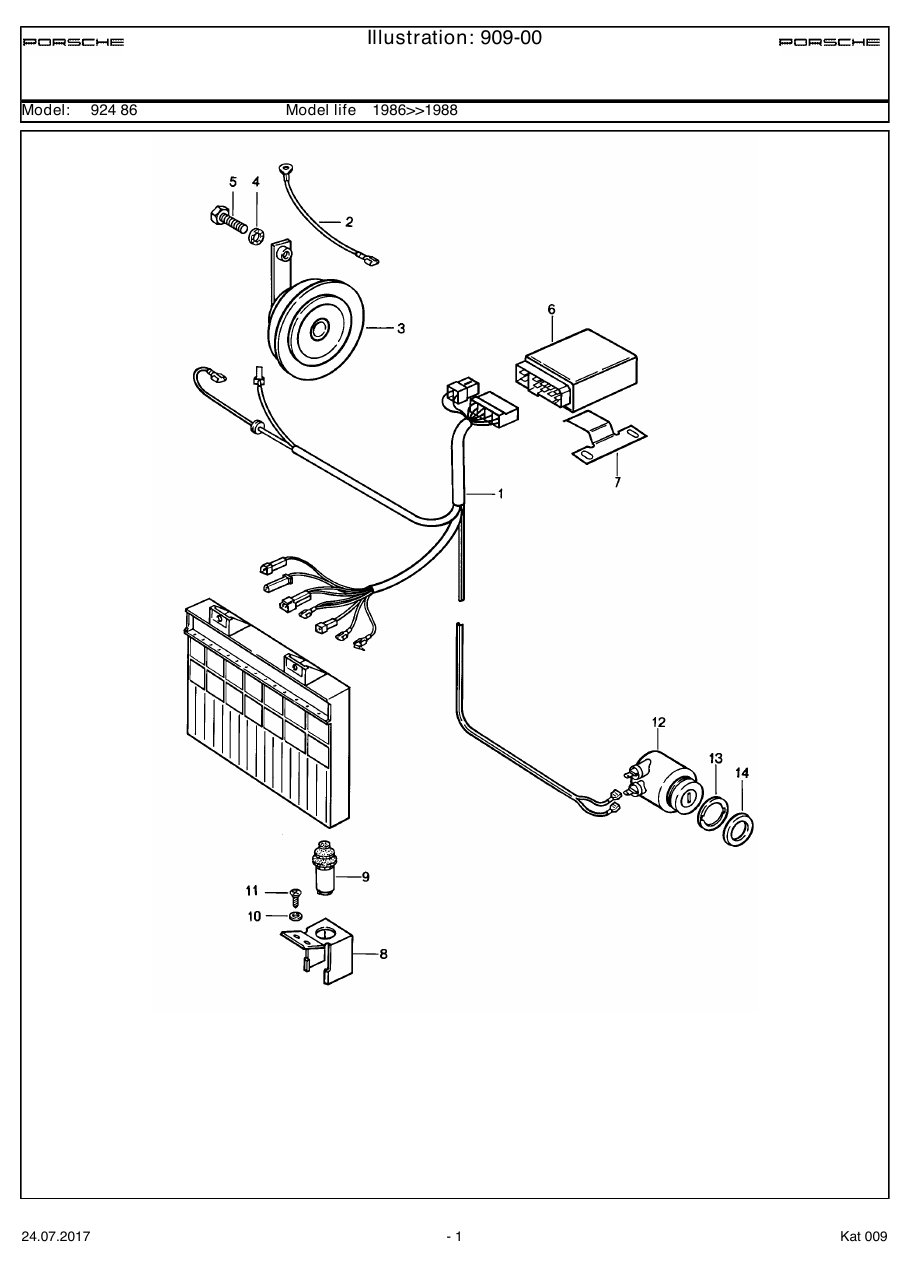Exploded parts diagram — Alarm system
