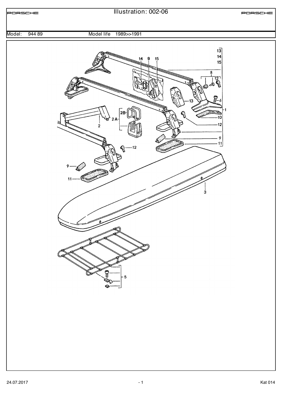 Exploded parts diagram — Roof transport system