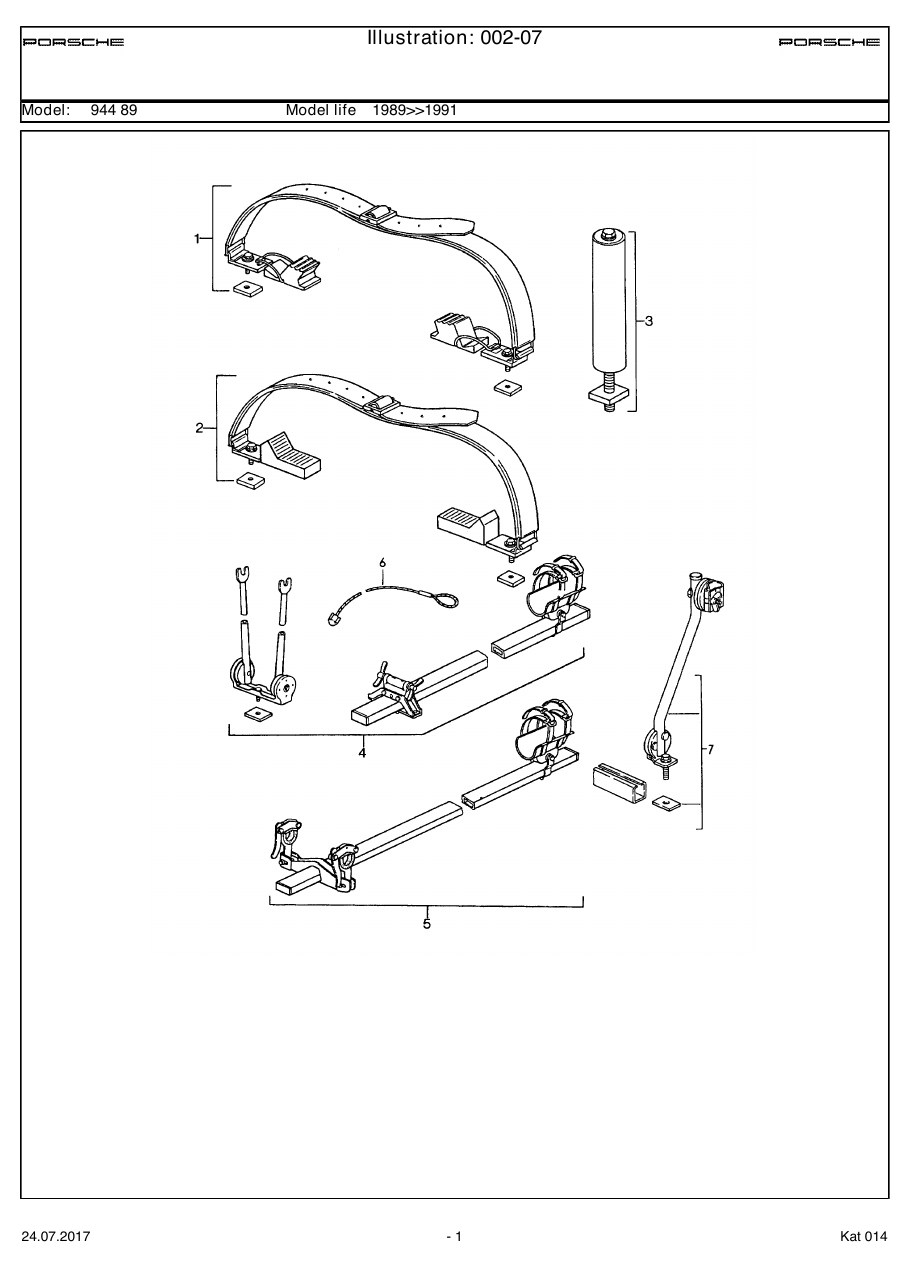 Exploded parts diagram — Roof transport system