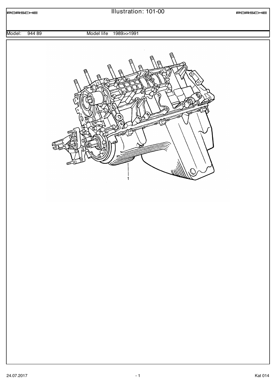 Exploded parts diagram — Short engine