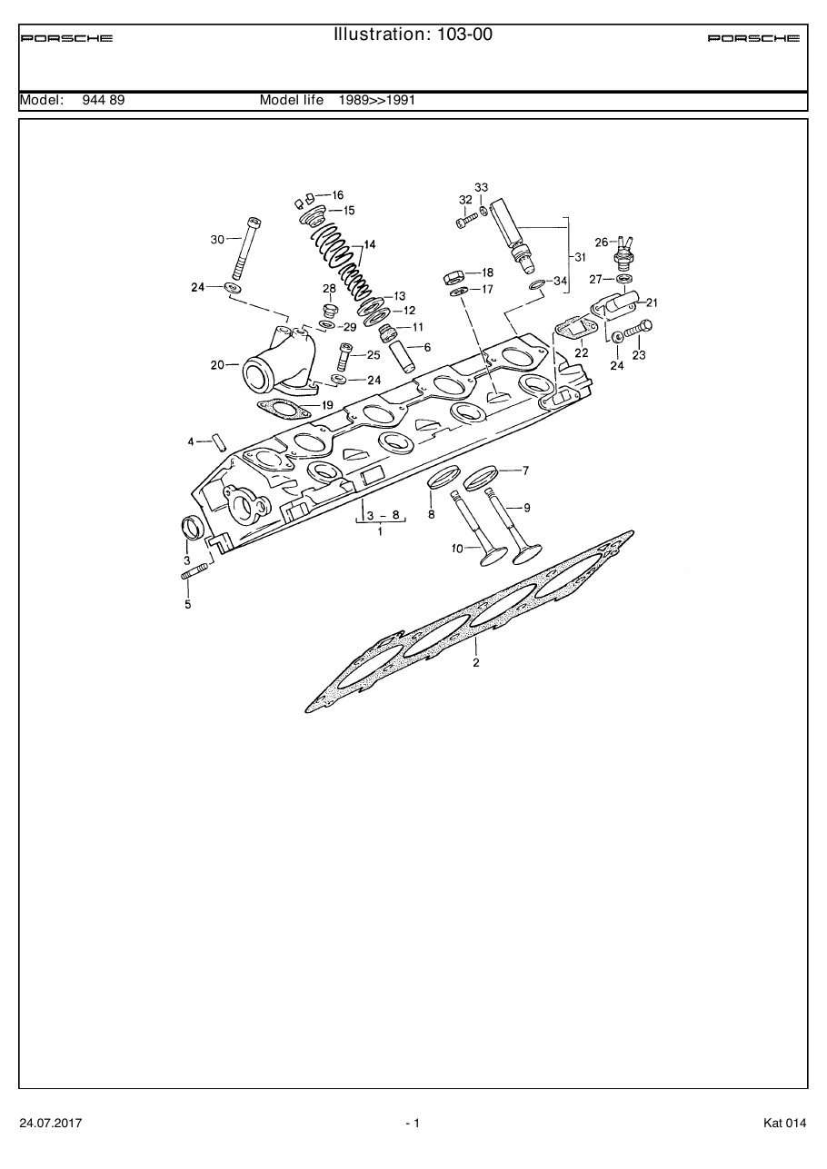 Exploded parts diagram — Cylinder head
