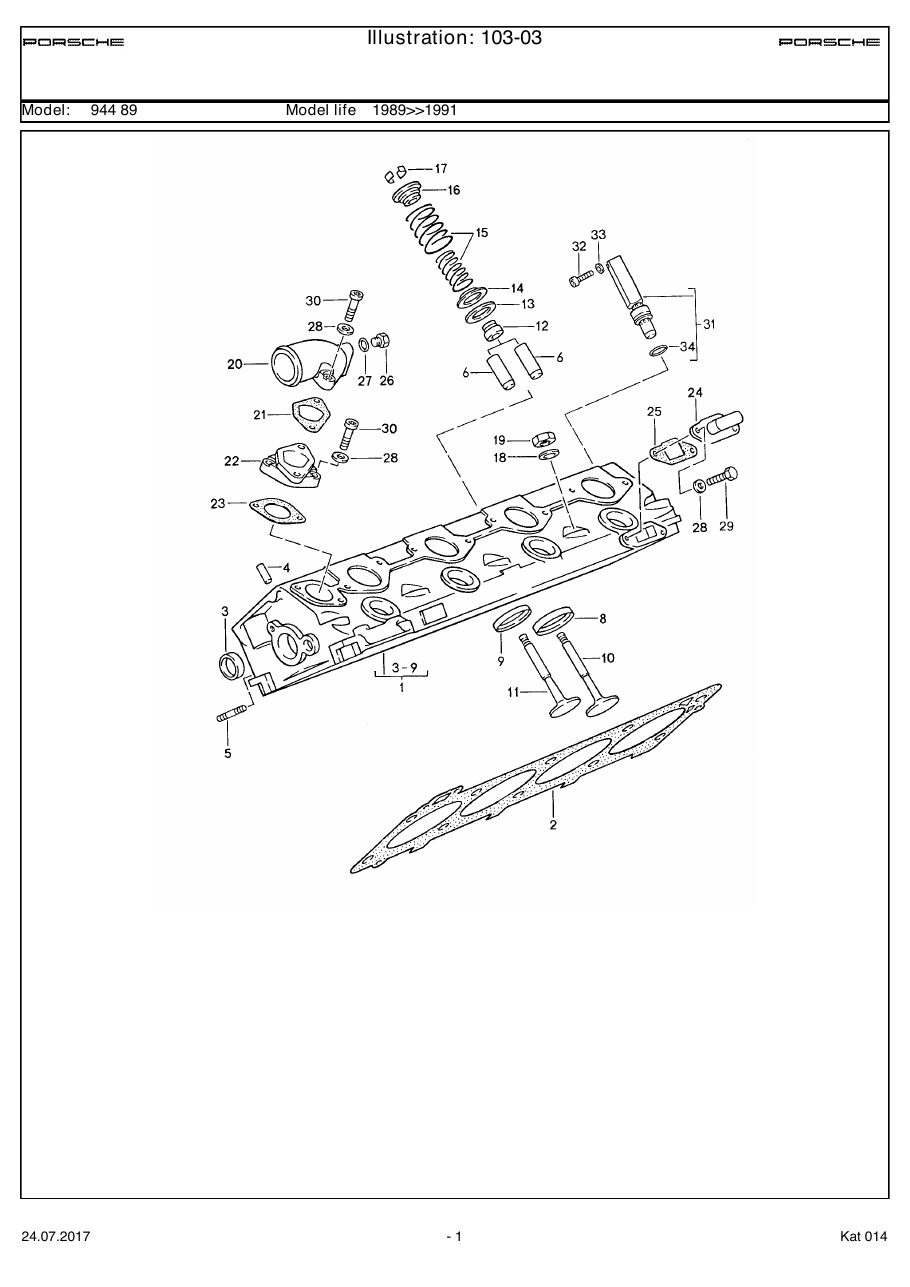 Exploded parts diagram — Cylinder head